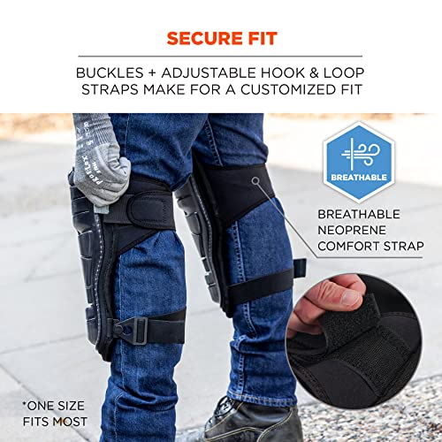 Image of Ergodyne - 18442 ProFlex 342 Professional Knee Pads, Protective Extra Long Cap, Injected Gel Padded Technology, Adjustable Straps, Black