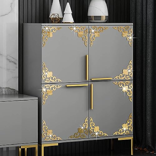 Neukids 16 pièces 10 x 10 cm Autocollants muraux dorés Salon Chambre à coucher Acrylique Miroir Autocollant Doré Creux Fleur Stickers Muraux Armoire...