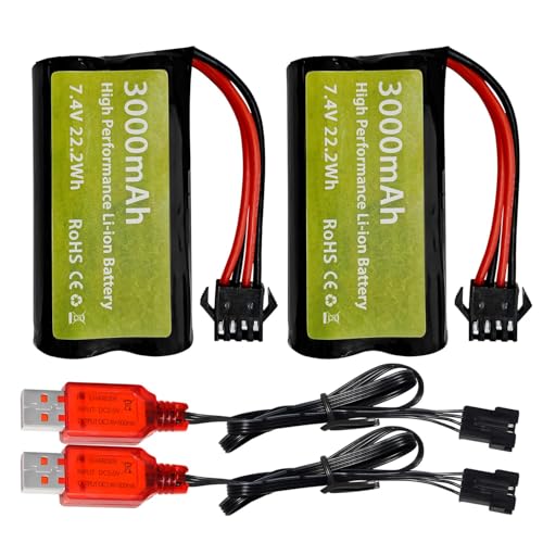 sea jump 2PCS 7.4V 3000mah 15C 2S Li-ion Battery SM-4P Plug