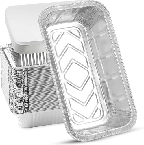 Bandejas de aluminio con tapas, 10 unidades, recipientes desechables de tamaño 6A con tapas extrafuertes, platos de aluminio reutilizables resistentes con tapas, recipientes para llevar para