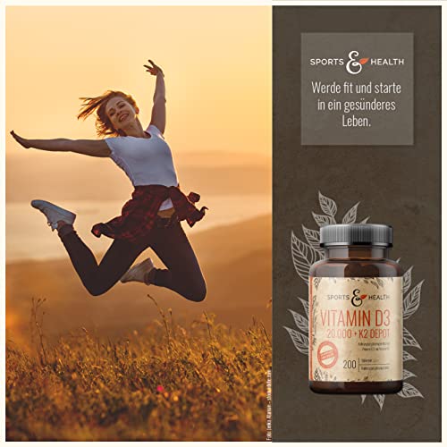 Vitamin D3 K2 Tabletten 200 Tabletten Vitamin D Hochdosiert 20000 IE