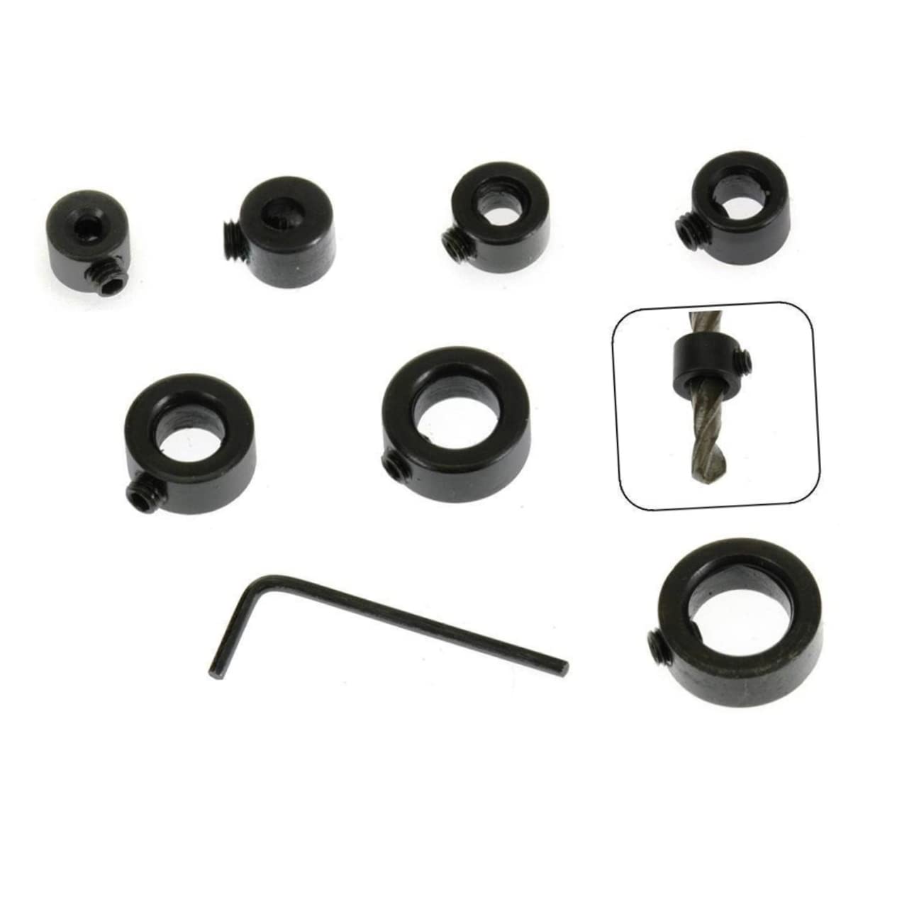 HOMSFOU 8pcs Bit Ring Drill Bit Limit Ring Set 3-16mm Surface Finish for Precision Drilling