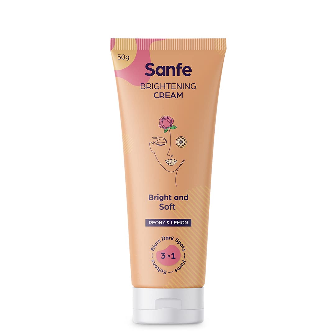 Sanfe Brightening Cream 50g - for uneven, dark and patchy - Natural Peony, Licorice and Lemon extracts with Vitamin E 50 gm
