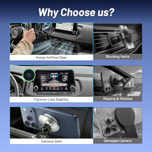 Image of Phone Mount for Nissan Rogue S /SV /Rock Creek (2021-2026,Fit 8inch ONLY), Altima Platinum (2019-2025), Sentra SR /SV (2020-25), 15W Wireless Charger, Magnetic Phone Holder, 360, Magsafe, Hands Free