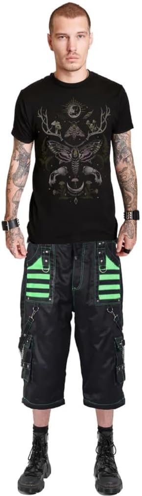 Men Extreme Bondage Skater Alternative Gothic Punk Rocker Cyber Goth Steampunk Biker Short/Unisex Shorts/USA