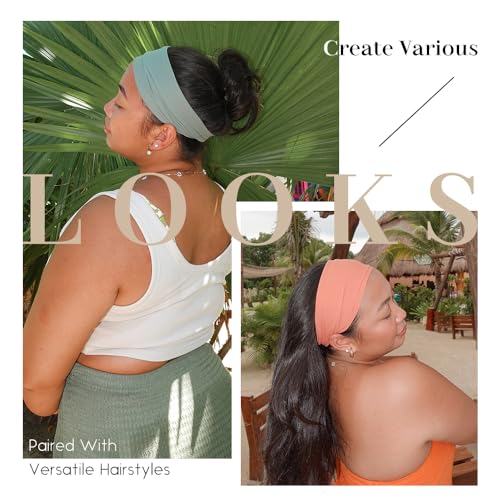 Head Bands for Women's Hair, Wide Headbands for Women Non-slip, Fabric Nurse Headbands for Women, Elastic Workout Hair Bands, 12 Solid Colors4