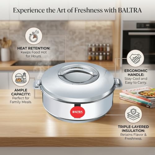 Image of BALTRA Royal Casserole Stainless Steel Hot Case /Box /chapati Stainless Steel Roti Case 5000ml