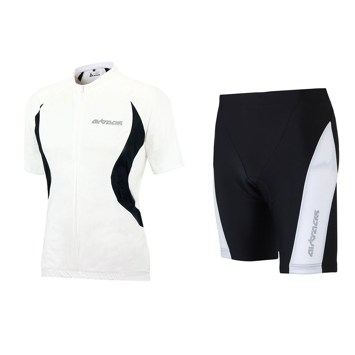 Airtracks Ensemble maillot de cyclisme à manches courtes/pantalon de cyclisme Pro T + maillot de cyclisme à manches courtes Team/respirant - Blanc/noir - XXL