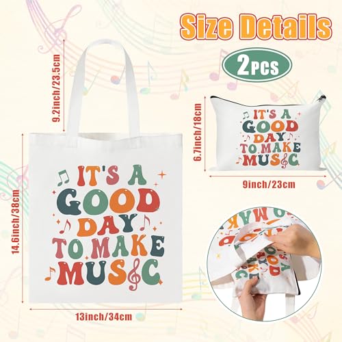 Image of Y1tvei Canvas Bags Gifts, Tote Bag with Makeup Pouch, Birthday Party Favors