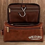 ONPRINTS Personalized Leather Toiletry Bag for Men, Custom Travel Gift for Dad, Brother, Grandpa, Husband, Perfect Birthday or Groomsmen Gift for Men Who’s Always on the Move (Man Stuff)