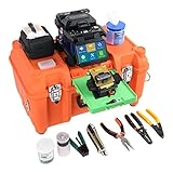 ORIENTEK T45 FTTH Fiber Optic Fusion Splicer Machine Core Alignment Fusion Splicing Machine 7sec Splice Time 250μm, 900μm Flat Cable Jump Cables Cleaver+Optic Power Meter