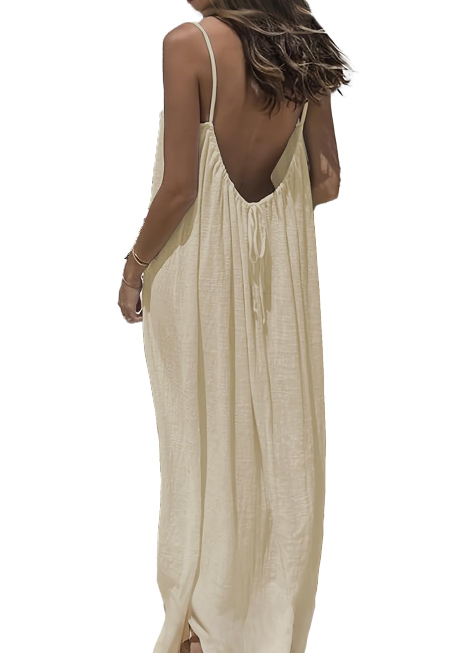 Womens Summer Casual Sleeveless Backless Cami Dress for Beach 2025 Vacation