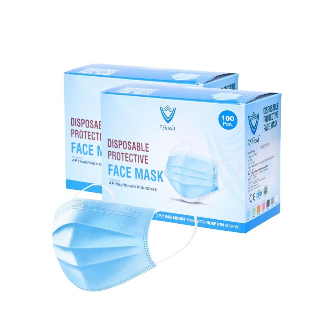 7Shield Spun Bond Non-Woven Fabric CE,ISO and WHO-GMP Certified (BFE)?98.5%, Particle Filtration Efficiency(PEE)?94% Disposable Surgical Unisex Mask with Adjustable Pin Inside 200 Pc Mask (B08YDFPCKL) Amazon Price History, Amazon Price Tracker