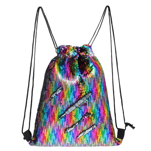 Abeillo Holografischer Rucksack mit Kordelzug, faltbarer Rucksack für Fitnessstudio, Sport, Schwimmen, Yoga
