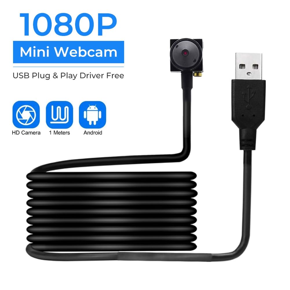 Telecamera Webcam HD 1080P Mini Telecamera USB con Obiettivo da 3,7 mm per PC CCTV Telecamera di Sicurezza per Esterni