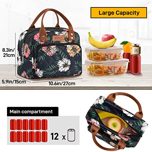 HOMESPON Insulated Lunch Bag for Women Men Work Adult Cool Bag Lunch Box Container Ladies Lunch Tote (Floral B) - Image 3