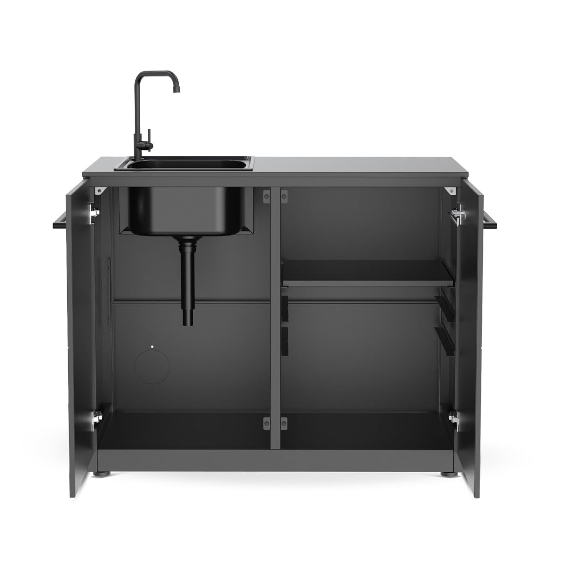 Cozze® Spülmodul für Outdoor Küche – Waschbecken-Einheit mit 15 mm HPL-Arbeitsplatte – Wetterfester Stahl & modernes Design für die Outdoorküche - 90x110x60 cm