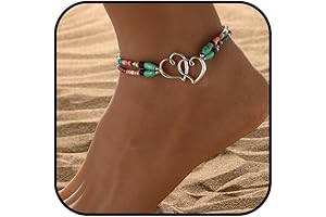 Ankle Bracelets 4 Pack Boho Ankle Bracelets for Women, Waterproof Anklet Elastic...