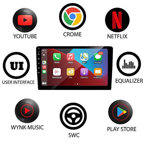 Image of AUTO SNAP 9 Inches 22cm Android 12 Gorilla Glass Wireless Car Play IPS Display Car Stereo with 2GB RAM /16 GB ROM Android Auto Quad core IPS Capacitive Touch Panel with Gorilla Glass /WiFi /GPS /Steering