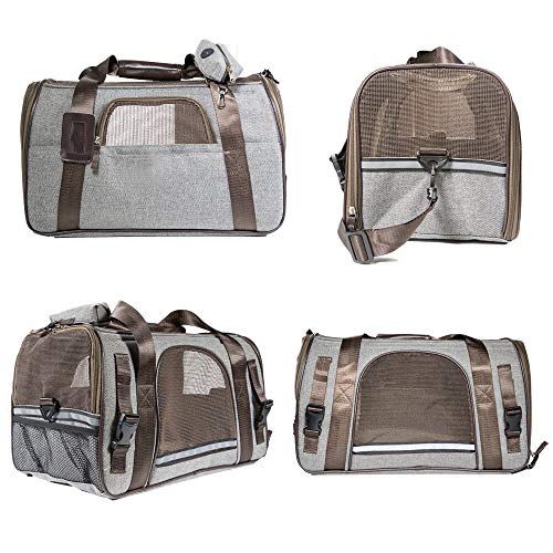 Airline Approved Soft-Sided Folding Pet Carrier, Hand Carry Portable Bag Home for little Dogs, Cats and Puppies (Multi-Grey, 44x25x28 cm) - Image 4