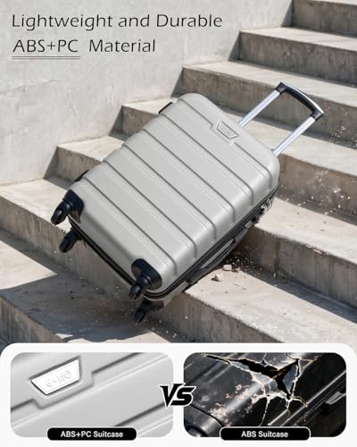COOLIFE Suitcase Trolley Carry On Hand Cabin Luggage Hard Shell Travel Bag Lightweight with TSA Lock and Durable 4 Spinner Wheels (Bright Silver, 3 Pcs Set) - Image 3