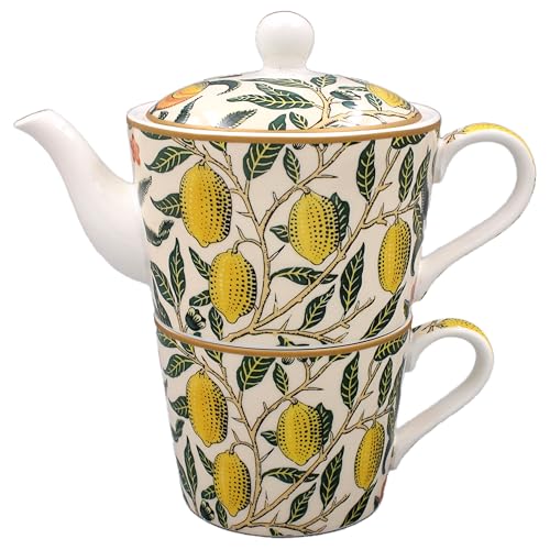 The Leonardo Collection Fruits Tea for One de William Morris | Elegante juego de té con diseño icónico de frutas | Perfecto para la hora del té solo o como pieza decorativa | Cerámica duradera