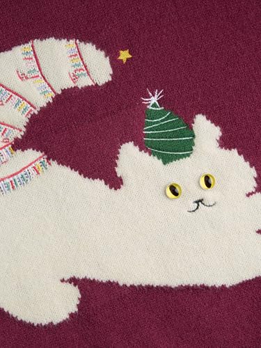 Image of CIDER Women's Cat Sweater Long Sleeve Crew Neck Fun Graphic Cute Patterned Chunky Pullover Sweater Tops