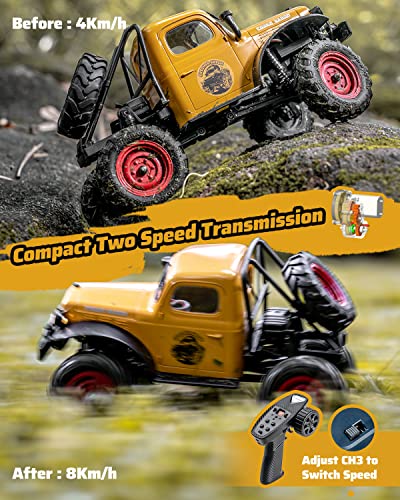 Wowrc Rc Car 1/24 Remote Control Car, Fcx24 Power Wagon 4Wd Rc Crawler Two-Speed Shift, Rc Rock Crawler 8Km/H With Portal Axle Metal Gears For Boys Girls And Adults, Blue #TOP4