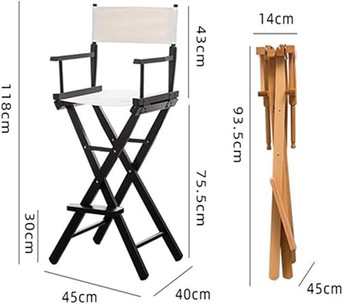 Miniatura 6 de DIBAKO Silla de directores de 30 pulgadas, taburete de madera plegable, silla plegable para artista de maquillaje, taburete plegable de altura,