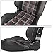 IKON MOTORSPORTS, Universal Racing Seats Pair with Dual Sliders, PU & Red Plaid Fabric & Carbon Leather Reclinable Left Right
