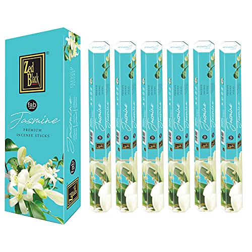 Zed Black Premium Jasmine Natural Incense Sticks - 20 Sticks Per Box & 6 Boxes Inside (Total 120 Sticks) - Use It At Home Or Workplace – Alluring Aroma Sticks #TOP6