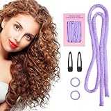 Small Heatless Curling Rod Headband, Upgraded 60' Extra Long Heatless Curls Headband Soft Hair Curlers to Sleep In Hair Rollers No Heat Curls (Purple)