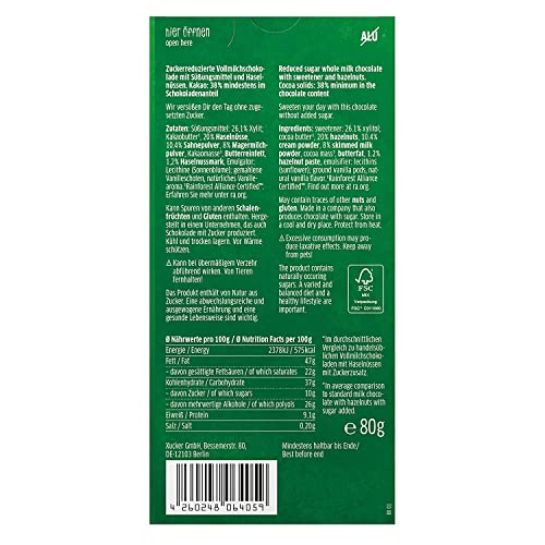 Xucker Schokoladen-Tafeln mit Xylit 3er Mix (3 x 80g) | Haselnuss, Salz & Karamell und Pfefferminze – Bild 6