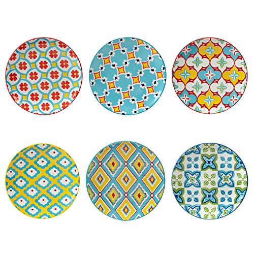 Certified International Damask Floral 6 Canape/Luncheon Plates Assorted Designs MULTI COLOR Large Set of 6