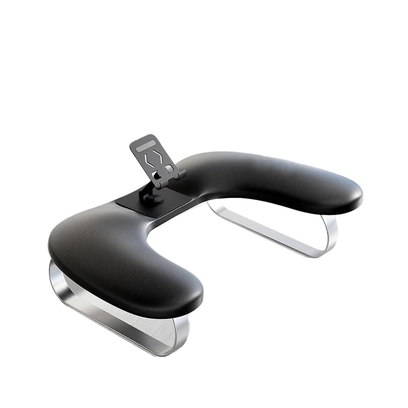 Cuscino poggiabraccia per manicure, Nail Armrest with Phone Holder, Leather, Multicolor, for Salon(Black)
