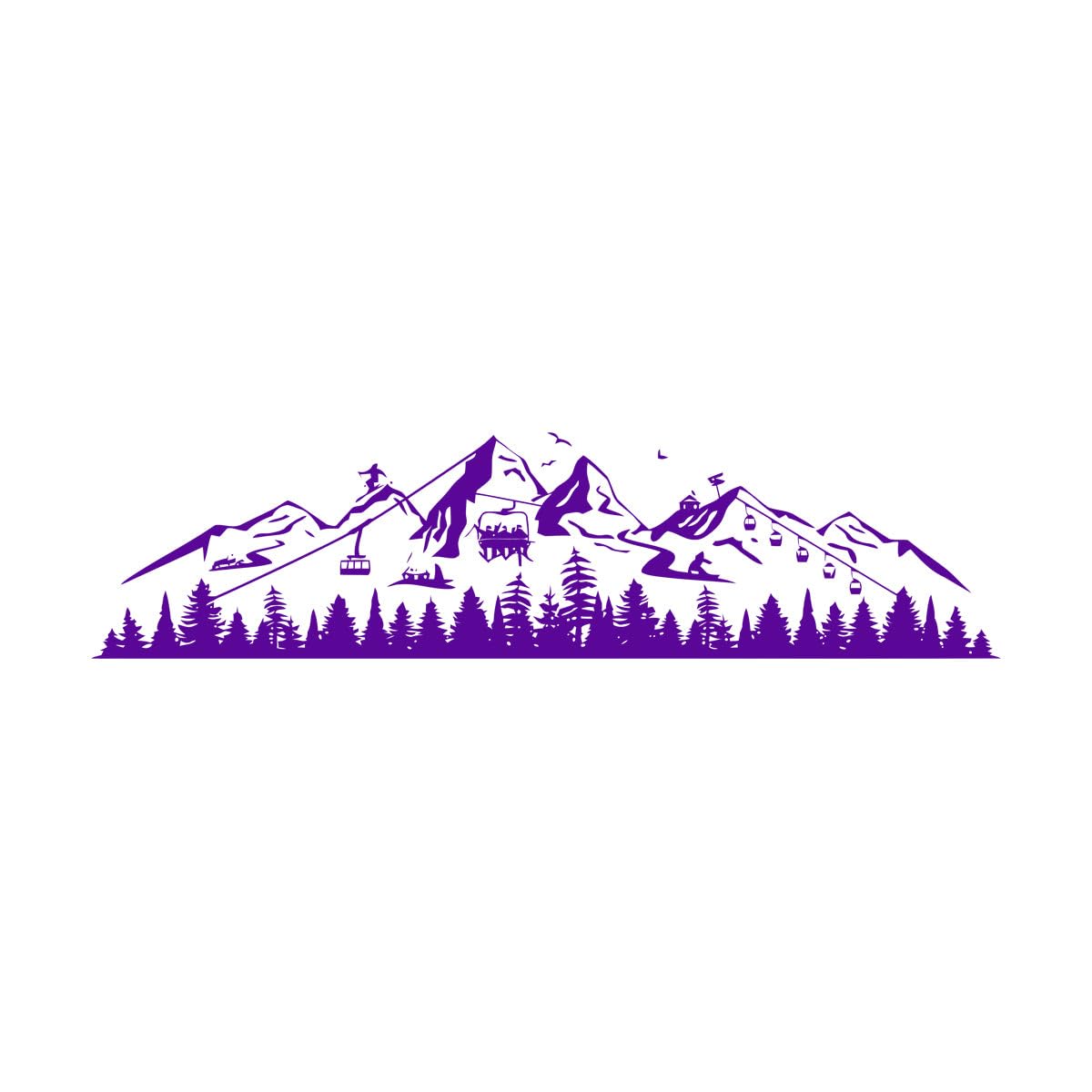 Camping Rv Winter Ski Mountain Snow Wall Sticker Nursery Kids Room Stunt Trick Skiing Sport Wall Decal Motorhome Small - 56x14cm