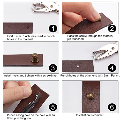 Image of GORGECRAFT 20 Sets 8mm Brass Round Head Button Phillips Screw Stud Rivet Chicago Screw Button Leather Rivets Craft Belt Fastener for DIY Craft Leather Craft Repairs Jackets Wallet, Antique Bronze
