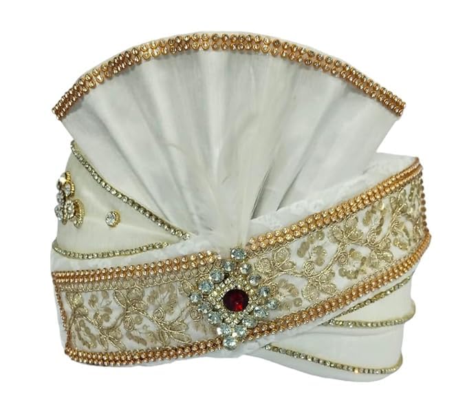BHAWANI Wedding Self Design Turban Pagdi/Pagri for Groom Marriage, Wedding, Party -