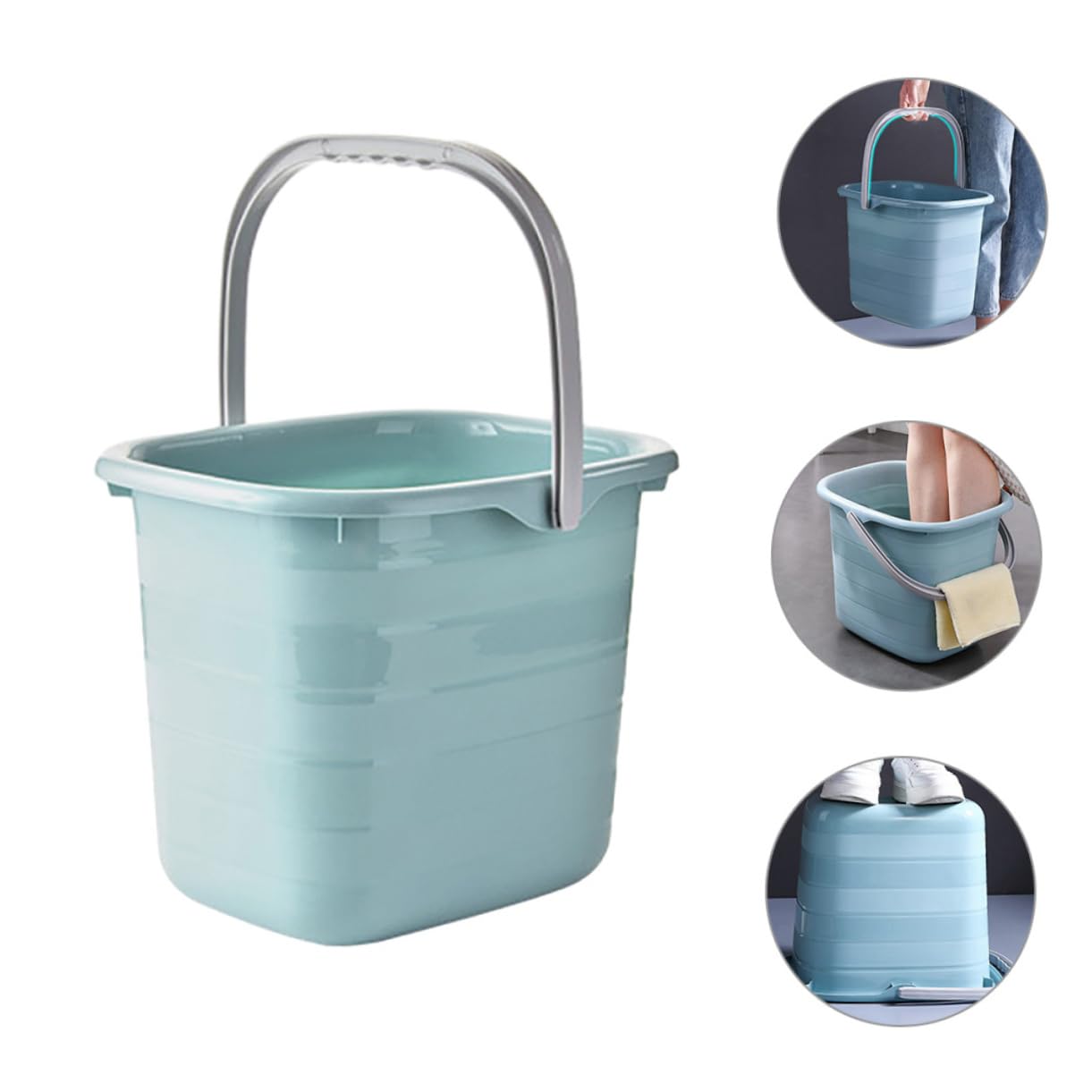 Secchio in Plastica Rettangolare Manico, Grande per Casa | Sabbia e Piante da Giardino, Adatto a Hotel e Famiglie, Presa Agevole per Trasporto Manuale