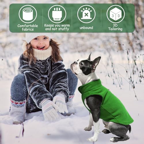 Hundemantel Mit Geschirr für Kleine Hunde - Hundepullover, Chihuahua Kleidung, Wintermantel für Innen und Außeneinsatz (Grün, L)