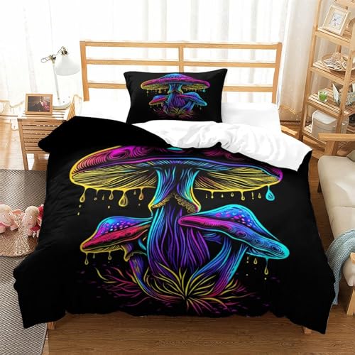 Housse de couette champignon 135x200 cm avec 2 taies d'oreiller - 4