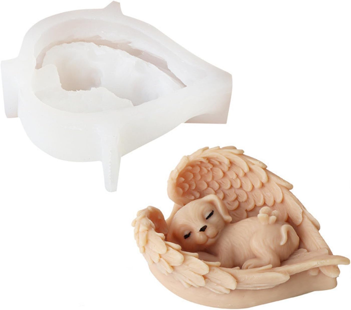 Angel Cat Candle Mold, 3D Sleeping Cat with Wings Silicone Mold for Epoxy Resin, Soy Wax Candle, Plaster, Statue, Concrete, Pet Memorial Crafts (Cat)