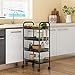 JEROAL Rolling Trolley, 4 Tier Metal Mesh Rolling Cart, Mesh Storage Pantry Cart with Lockable Wheels