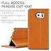 Galaxy S6 Case, SHIELDON Genuine Leather Case [Wallet Series] Premium Flip Book Case Style with Stand Feature & ID Credit Card Slots [Magnetic Closure] for Samsung Galaxy S6, Brown