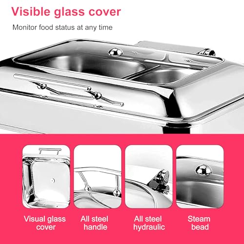 9L Elektrischer Buffetwärmer, Chafing Dish Buffet mit Heizplatte, Elektrischer Buffetwärmer für Buffet-Speisenwärmer, Buffetserver (two grids) – Bild 5