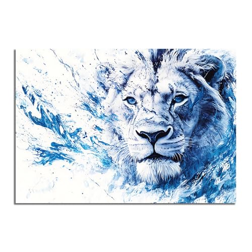 Posters decorativos de pared con león acuarela azul, cuadros modernos de 40x60cm sin marco