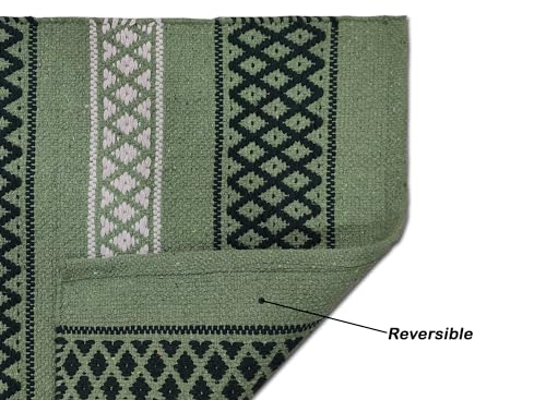Image of 2x5 ft Cotton Carpet Runner - Soft & Breathable Rug for Indoor-Outdoor Styling with Geometric Appeal