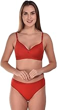 SGC SWEDEN Women's Lingerie Set | Cotton Blend Lightly Padded Non Wire Push-Up Bridal Bra Panty Lingerie Set | Super Soft and Comfortable Lingerie Set