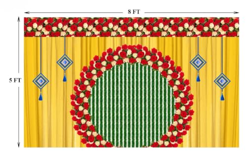 Image of Decoration Backgrounds Cloth | Decorations Curtains for Background | varalakshmi Pooja Backdrop Decorations | varalakshmi Pooja Backgrounds 5x8 feet