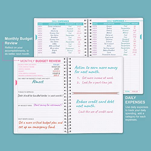 Budget Planner - Monthly Finance Organizer with Expense Tracker Notebook to Manage Your Money Effectively, Undated Finance Planner/Account Book, Start Anytime, 1 Year Use, A5, Floral